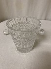 Vintage Lead Crystal Cut Glass Ice Bucket  W handles Great Condition