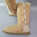Ugg Australia Bailey Button Triplet Sheepskin Boots Tan Beige Size 8