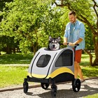 Foldable Large Pet Jogger Wagon Stroller With 4 Heavy Wheels Adjustable Handle