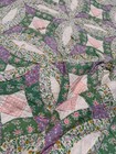 Vintage Hand Quilted Double Wedding Ring Quilt Full Queen Cottagecore Floral
