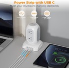 Surge Protector Power Strip Tower Flat Plug Extension Cord 10 Ft With 8 Outlets
