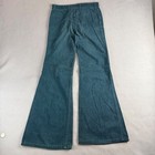 Vintage 70s Hillbilly Teal Blue High Waisted Flare Leg Bell Bottom Pants