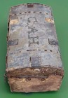 Antique 1800s Pioneer Hide Covered Stagecoach Trunk Chest Brass Rivet Initials 