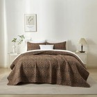 Leopard Print Quilt Set Queen  3 Piece Animal Full queen 01  Brown Leopard