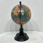 Vintage Style 9  Desktop Globe - Rotating World Map On Black Metal Pedestal Base