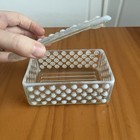 Fenton Moonstone Trinket Lidded Box Dish Opalescent White Glass Hobnail Vintage