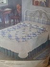 Bucilla 49724 Blue Calico Rose Double Appliqu   Quilt Set 80x96 Rare Country New