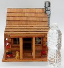 Vintage Folk Art Wood Cabin Miniature  1999 Signed Artisan Handmade Made In Usa