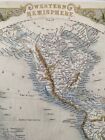 Antique Old Picture Map 1800s  Western Hemisphere  America World Tallis Reprint