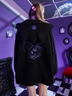 Kuromi Devil Black Fleece Hooded Sweatshirt Zipper Jacket Causual Coat Tops Girl