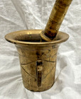 Antique Heavy Solid Brass Mortar   Pestle Large Pharmacy Apothecary Over 9 Lbs