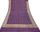 Vintage Purple Heavy Sari Pure Organza Silk Hand Woven Banarasi Sarees 5yd Zari