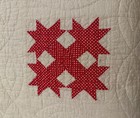 Vintage Antique Handmade Red And White Quilt  Zz662