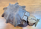 Antique Coal Miner Helmet Hard Hat Turtle Shell W  Autolite Carbide Lantern Lamp