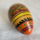 Vtg Russian Wooden Easter Egg Hand Painted Orange Red Black    Matching Pedestal