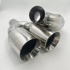 Quad 4  Out Chrome Exhaust Tip Staggered L r Pair 2 5  Inlet Dual Wall Angle Cut