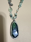 Lot Of 2 Green Bohemian Beaded Cord Necklaces  Oval Pendant Charm  Lobster