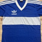Vintage 80s Adidas Trefoil Striped Ringer Single Stitch Shirt Size Medium