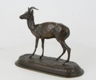 Rare French Bronze Sculpture Animal Chamois By Alexandre Leonard 19th Century