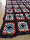 Handmade Crochet Granny Square Afghan Throw Blanket Blue Red 39 X 58 Diamond
