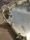 Vintage Gold Gilded Metal Dresser Mirrored Tray Perfume Display