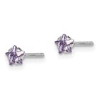 Madi K Cz Purple Star Stud Earrings Rhodium-plated 925 Sterling Silver