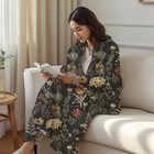 Dark Botanical Floral Cozy Blanket