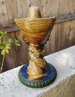 Majolica-style Nautilus Shell And Koi Fish Pedestal Planter