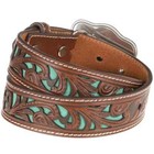 Nocona Kids Piercing Turquoise Underlay Bull Rider Belt  N4439033  Size 30  Nwt