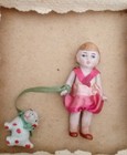 Antique All Bisque German Doll Original Box Miniature Dollhouse 
