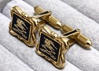 Burberry Cuffs Tie Clip Knight Horse Logo Gold Metal Vintage Accessories Japan