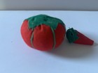 Vintage Miniature Tomato  Pin Cushion With Strawberry Grandma Granny Hobby 1 1 2