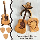Wooden Acoustic Guitar Pick Case Holder With 3 Guitar Picks Guitar Pick Box Gift