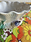 Vintage 80 s Coastal Conch Shell And Turtle Ceramic Glazed Planter Pot