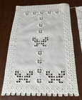 3 Hardanger Doilies runners Vtg White On White Norwegian Embroidery Butterflies