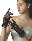 Women s Short Lace Bridal Wedding Party Gloves Vintage Lace Tea One Size Black
