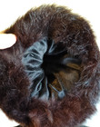 Vintage Childs Black Rabbit Fur Muff Lined Hand Warmer 8  W wristlet 1960 s