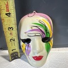 Mardi Gras Vintage Plastic Face Mask Can Be Put On Necklace Wall Hanging 