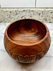Vintage Hand Turned Carved Monkey Pod Wood Serving Bowl - Phllippines