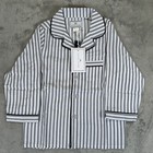 Petite Plume Kid s Twill Pajama Set In Navy white French Ticking Size 3