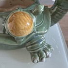 Vintage Ceramic Turtle Planter Green Glazed 