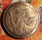 Witch With Hat  Broom   Spell Book Coin Token Dollar Size Nice Details  Horror