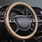 Wood Grain Microfiber Leather Steering Wheel Cover  Universal Fit For