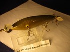 Antique F c  Woods Expert Minnow Wood Fishing Lure W Glass Eyes 5 Hook