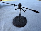 Vintage 1970sdenis Mathews Bronze Matbronze Oar Man Walking Signed Nice