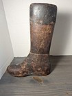 Antique Primitive Painted Wood Cobbler Boot Form By Fram L Co   Rare Example 
