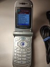 Very Rare Vtg Samsung Sgh-v205 Cell Phone Silver W charger  new Battery 