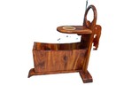 Vintage Handmade Chair Side Magazine Rack With Cup Holder Misc Storag Solid Wood