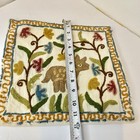 Vintage Hand Embroidered Folk Art Deer Pillow Cover 12x12 Crewel Cottagecore