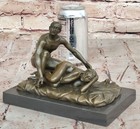 2 Pcs Original Signed Patoue A Couple 100  Solid Bronze Sculpture Marble Statue